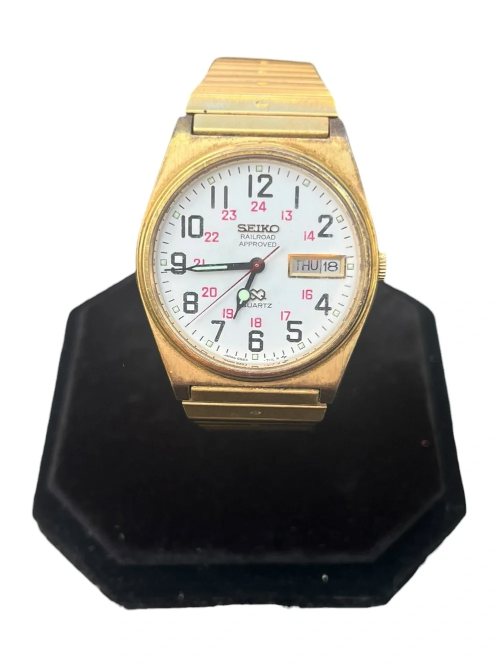Vintage Seiko SQ 6923-7039 Railroad Approved Gold Tone Quartz Watch Untested